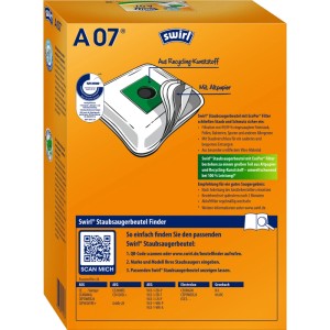 Swirl A 07 EcoPor sacchetti per aspirapolvere, confezione da 4. Sacchetti per aspirapolvere, ecologici con materiale riciclato.