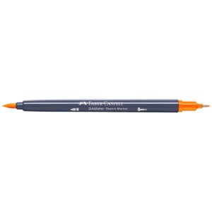 Faber-Castell Goldfaber Sketch Marker Arancio Cadmio con punta a pennello e fineliner.