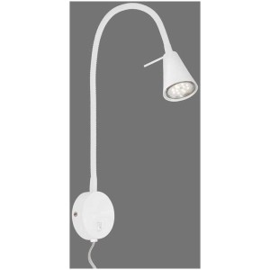 Lampe de chevet/à pince LED Briloner blanche avec bras flexible.