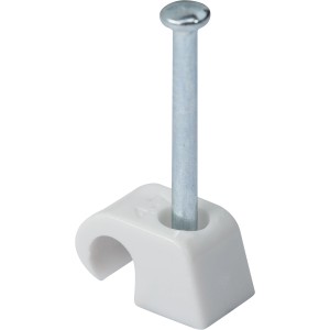 Clip OBI Express, blanc, avec clou pour câbles et tuyaux (Ø 4-7mm).