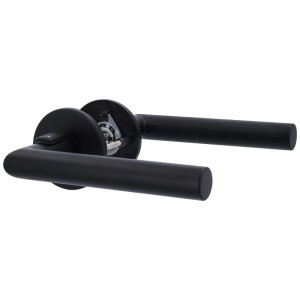 Set rosetta Alpertec Push4Lock, DIN destra, acciaio inox nero, Ø 55 mm per serrature mobili.