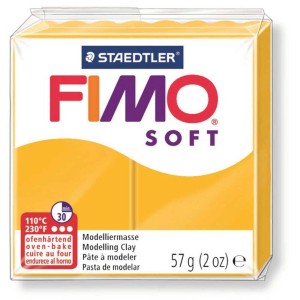 Fimo Soft pâte à modeler jaune soleil, paquet de 57g.