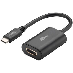 Schwarzer USB-C auf HDMI Adapter für Audio & Video Übertragung.