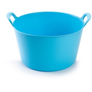 Seau en caoutchouc Flexitub bleu, 15 l, flexible et robuste pour le jardinage.