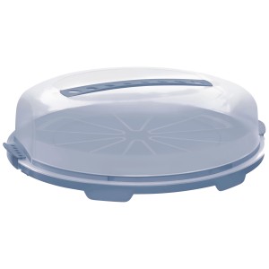 Portatorta piatto Rotho Fresh in grigio-blu, contenitore per torte e dolci.