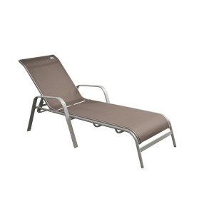 Bain de soleil beige Doppler Active Alu avec revêtement textile et dossier réglable.