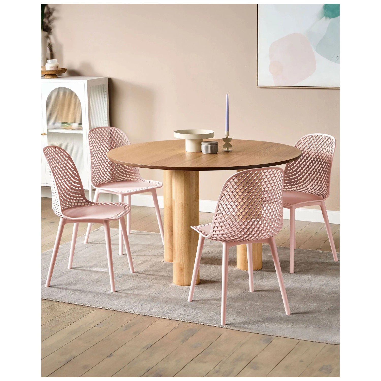 Beliani Sedia Da Giardino In Plastica Effetto Legno, Rosa, Impilabile, Facile Da Pulire - 3