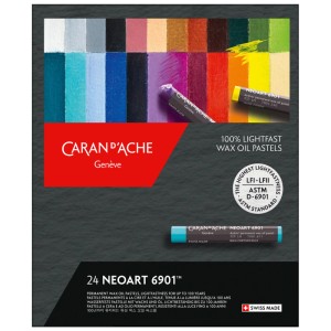 Caran d'Ache Neoart pastelli a cera, 24 pz, assortimento di colori per artisti e hobbisti.