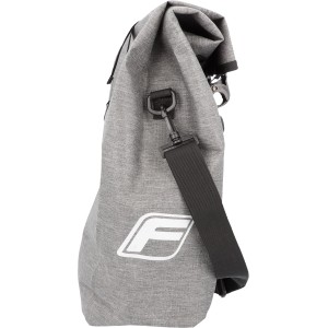 Borsa da bici Fischer Plus Cita grigia con tracolla e logo riflettente.