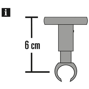 Illustrazione del supporto a soffitto Gardinia in nero opaco con dimensione 6cm.