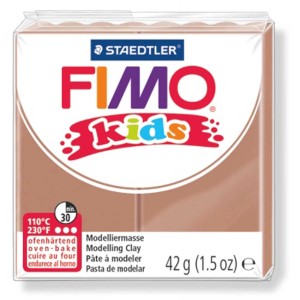 Fimo Kids Modelliermasse Glitter Hellbraun, 42g Packung, ofenhärtend.