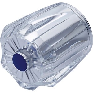 Maniglia acrilica trasparente (26 mm) per rubinetto con indicatore blu per acqua fredda.
