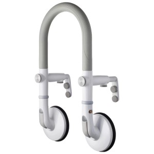 Ridder Rob barre d'appui de baignoire, gris et blanc, avec ventouses pour la sécurité dans la salle de bain.