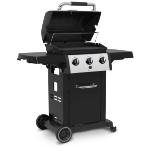 Broil King Royal 320 barbecue a gas con 3 bruciatori, griglie in ghisa e ripiano laterale.