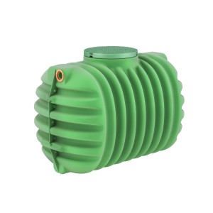 Citerne enterrée Garantia Cristall Proline 1600 L, cuve à eau de pluie verte avec couvercle.