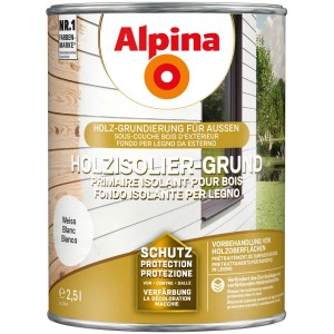 Alpina Holzisolier-Grund Weiss 2,5l Dose: Holzgrundierung für Aussen, schützt vor Verfärbung.