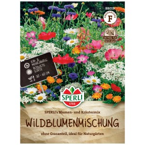 Mélange de fleurs sauvages Sperli : Fleurs et herbes colorées pour jardins naturels, hauteur jusqu'à 60 cm.