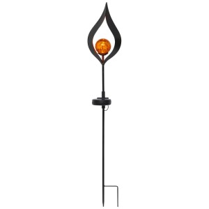 Schwarze Solar-Dekoleuchte Melilla mit Crackle-Glaskugel für den Garten.