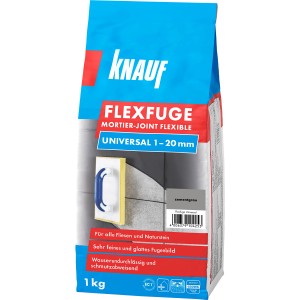 Knauf Flexfuge Universal Grigio Cemento 1kg: Malta per fughe flessibile per piastrelle e pietra naturale.