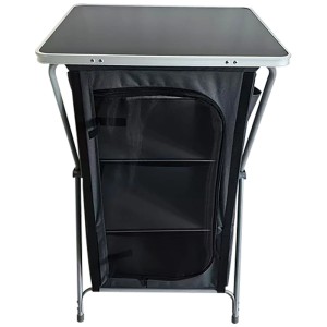 Greemotion Campingschrank Organizer aus Stahl/Polyester, 97x60x53cm, mit Ablagen und Tischplatte.