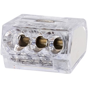 Morsetto a innesto a 3 poli per conduttori da 0,5-2,5 mm², trasparente, per collegare cavi elettrici.