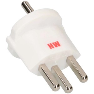 Adaptateur fixe blanc Max Hauri T23/Schuko 3 pôles pour usage permanent.