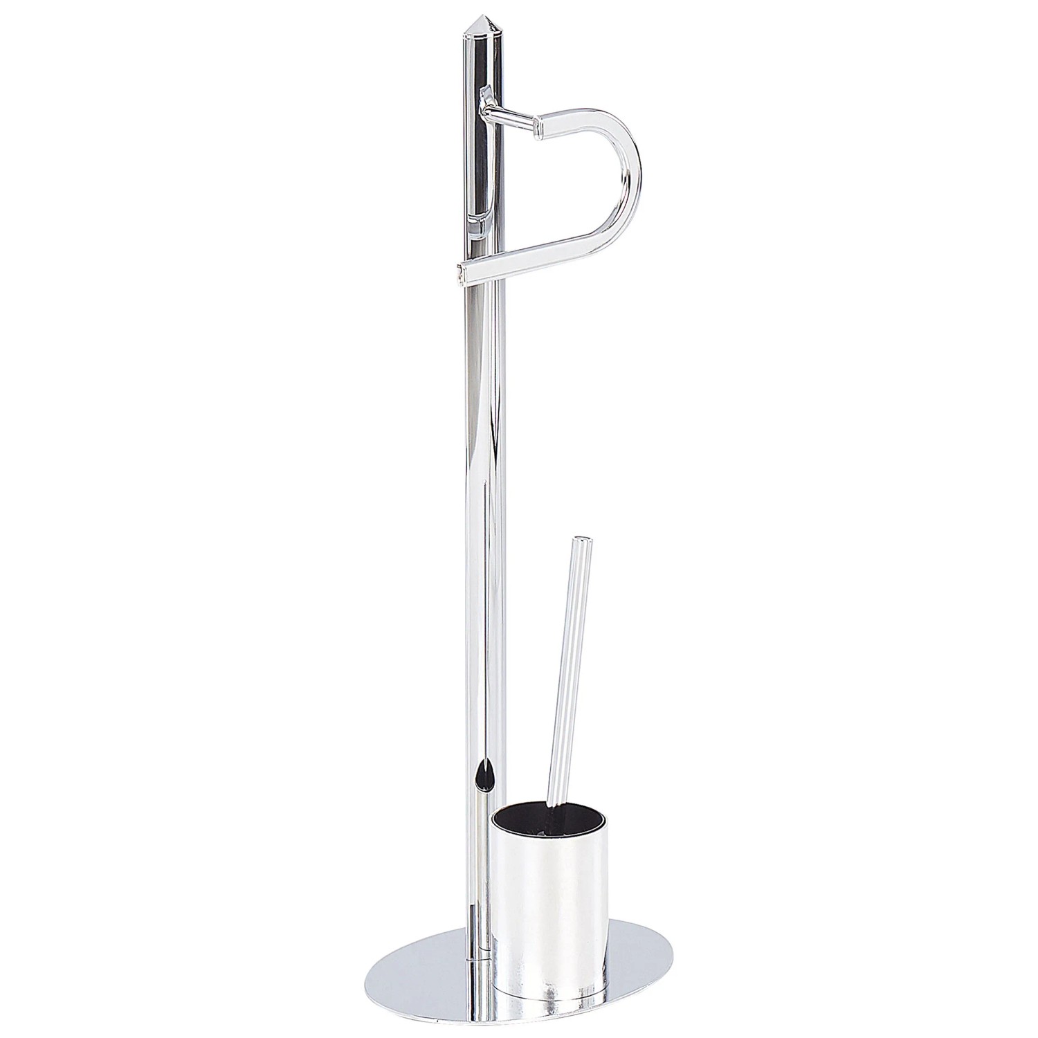 AMARE WC-Bürste Aus Edelstahl – Mit Runder Vase & Ersatzbürste – Elegantes Bad-Accessoire