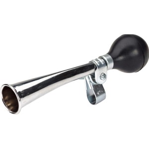 Prophete Einklang campanello per bicicletta, clacson bici classico con sfera nera e corno argentato.