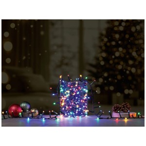 Guirlande lumineuse LED OBI 2000 LED multicolores dans vase en verre, décorations de Noël. Crée ambiance festive.