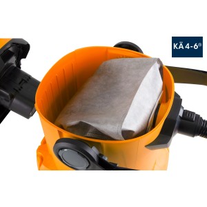 Sacchetto per aspirapolvere Swirl KÄ 4-6 all'interno di un aspirapolvere per liquidi e solidi. Accessorio per aspirapolvere.