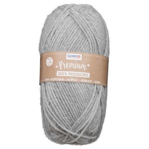 Gomitolo di filato Premium grigio (50g) in 100% poliacrilico, ideale per lavorare a maglia e all'uncinetto.