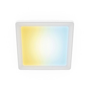Plafonnier LED Philips Valen AIO WGD, blanc, 40x40 cm. Lumière chaude à froide. Design moderne pour salon.
