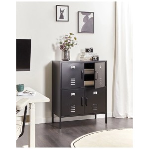 Beliani Armoire de bureau Holbeck noire 101 x 80 x 40 cm