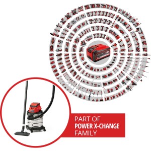 Aspirateur eau et poussière sans fil Einhell Power X-Change TC-VC 18/20 Li Solo avec système de batterie Power X-Change.