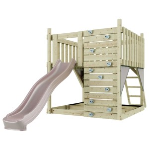 Struttura gioco OutdoorToys Cielo Stellato Rosa con scivolo, parete da arrampicata e scala.