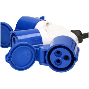 Rallonge CEE, triple prise CEE, 1,5 m, noir/bleu, pour usage extérieur