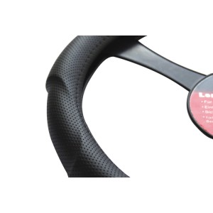 Coprivolante nero sportivo traforato per interni auto.