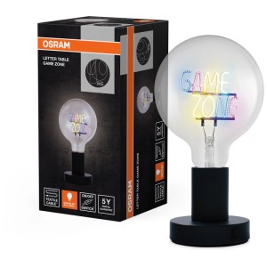 Lampada da tavolo a LED Osram 'Game Zone' con attacco E27 e base in acciaio nero.