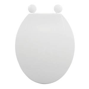 Sedile WC MSV bianco in polipropilene, 44x36,5x3,5 cm, con cerniere in PS.