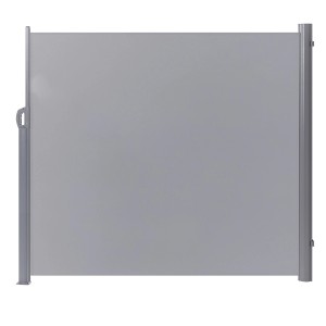 Tenda laterale Beliani Dorio grigio chiaro, estensibile per patio e giardino.