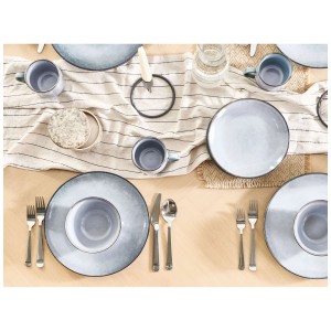 Servizio da tavola Juniper in gres porcellanato azzurro chiaro da 16 pezzi per 4 persone.