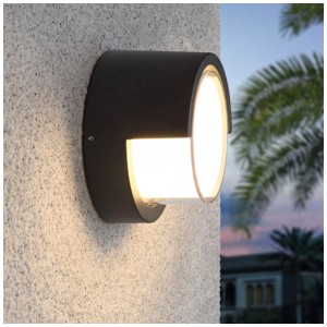 Applique murale extérieure LED Mondilux Cortona anthracite, Ø 17 cm, 8W, lumière blanc chaud.