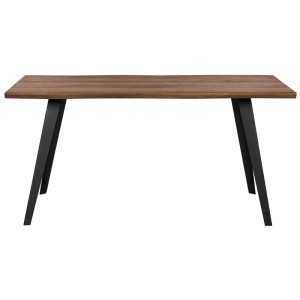 Table de salle à manger Beliani Witney, plateau MDF marron foncé, pieds en métal noir, 160x90 cm.