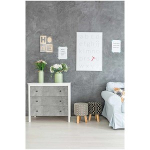 Commode avec film adhésif D-c-fix décor Concrete, 45 cm x 2 m, dans le salon.