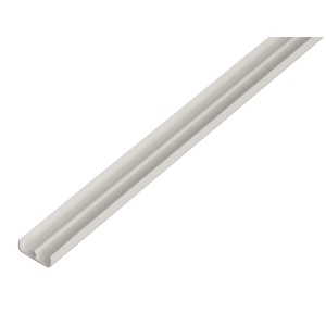 Profilo guida in plastica bianca, 5x6,5x1000 mm, per porte scorrevoli.