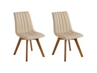 Beliani Chaise  Calgary tissu Beige lot de 2