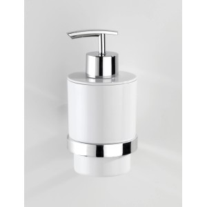 Dispenser sapone Wenko Quadro, dispenser in plastica cromata con montaggio a parete Turbo-Loc.
