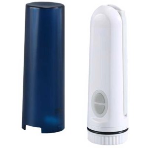 Bidet da viaggio ricaricabile blu e bianco, 165 ml, con tappo rimovibile. Ideale per l'igiene personale in viaggio.