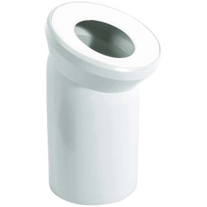 Raccord WC coudé blanc 22° en plastique pour relier WC et tuyau d'évacuation.