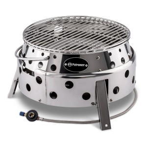 Set grill a gas Petromax Atago GG28-TA, 2 pezzi, acciaio inox. Grill a gas compatto per campeggio e outdoor.